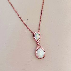 New fire quartz necklace, rose gold, 9” chain